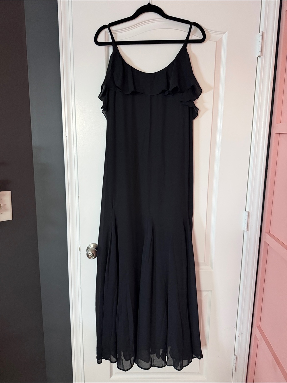 Abercrombie & Fitch Black Ruffle-Trim Maxi Dress